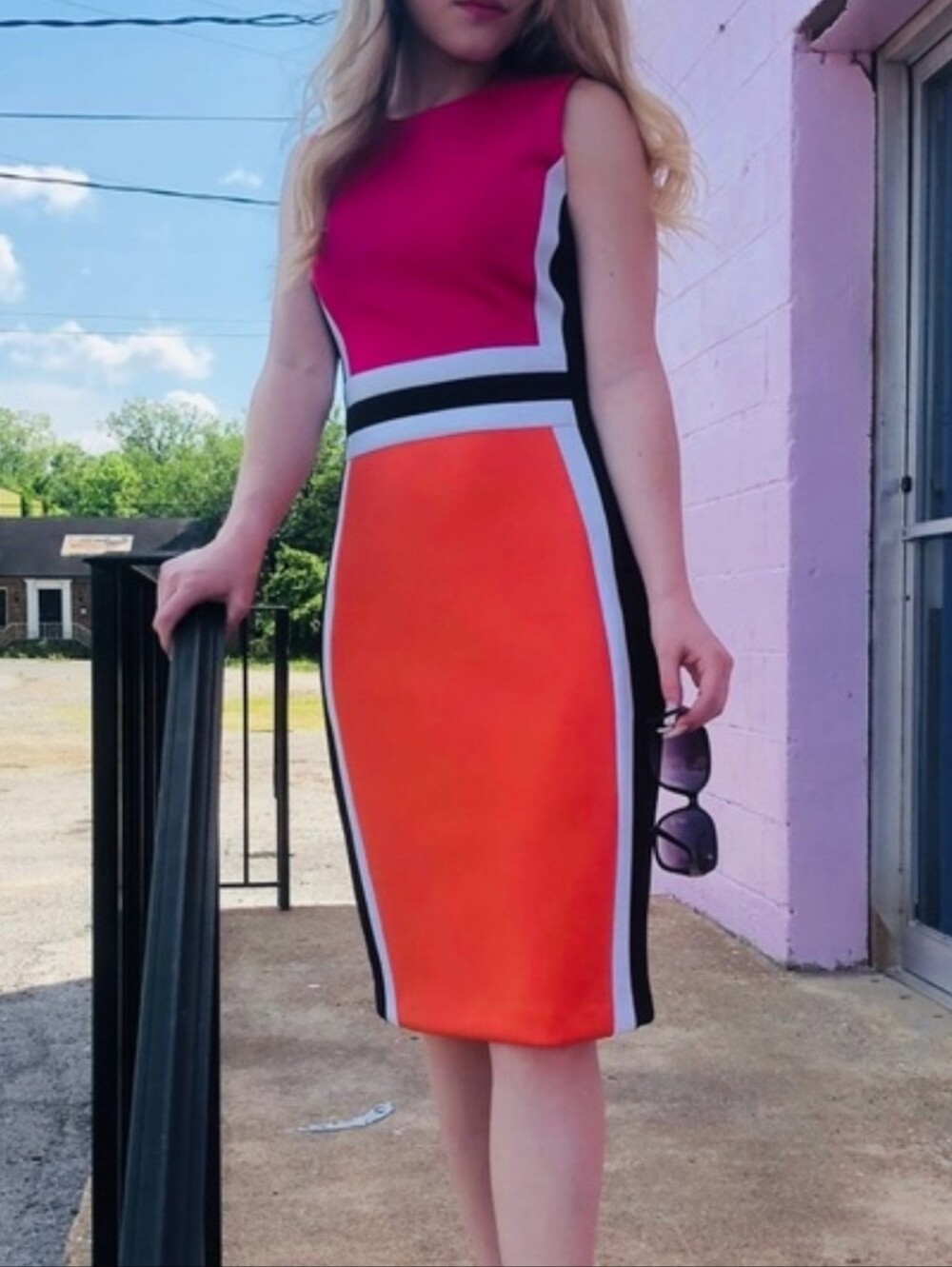 Calvin Klein Sleeveless Color Block Sheat Dress Sz 4